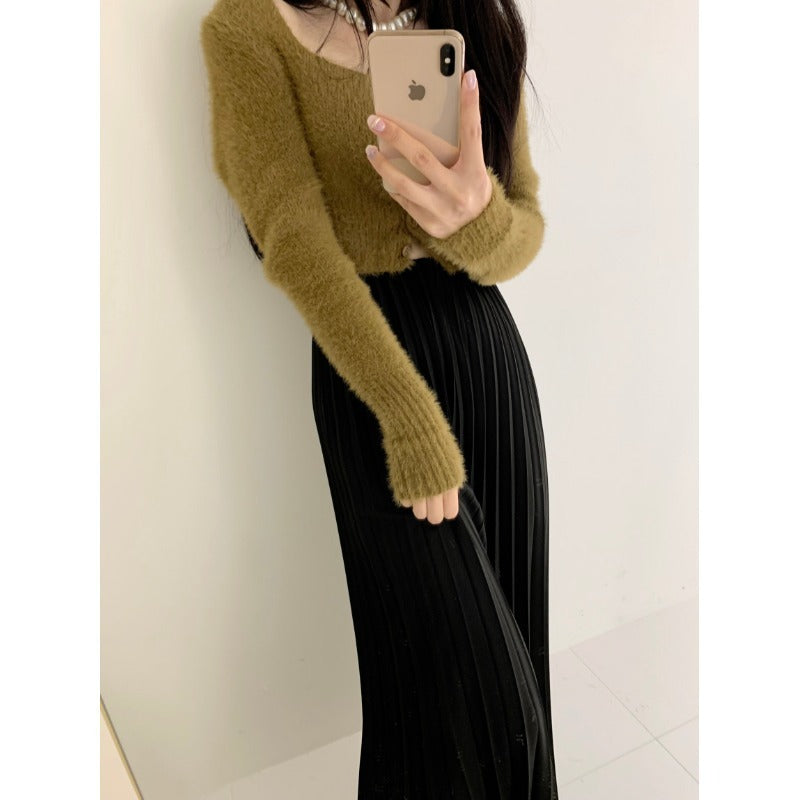 High Waist Casual Pleated Wide Leg Pants