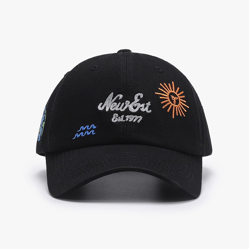 Letter Embroidery Fashion Outdoor Curved Brim Baseball Hat Versatile Simple Cross border Sunscreen Women's Black Cap