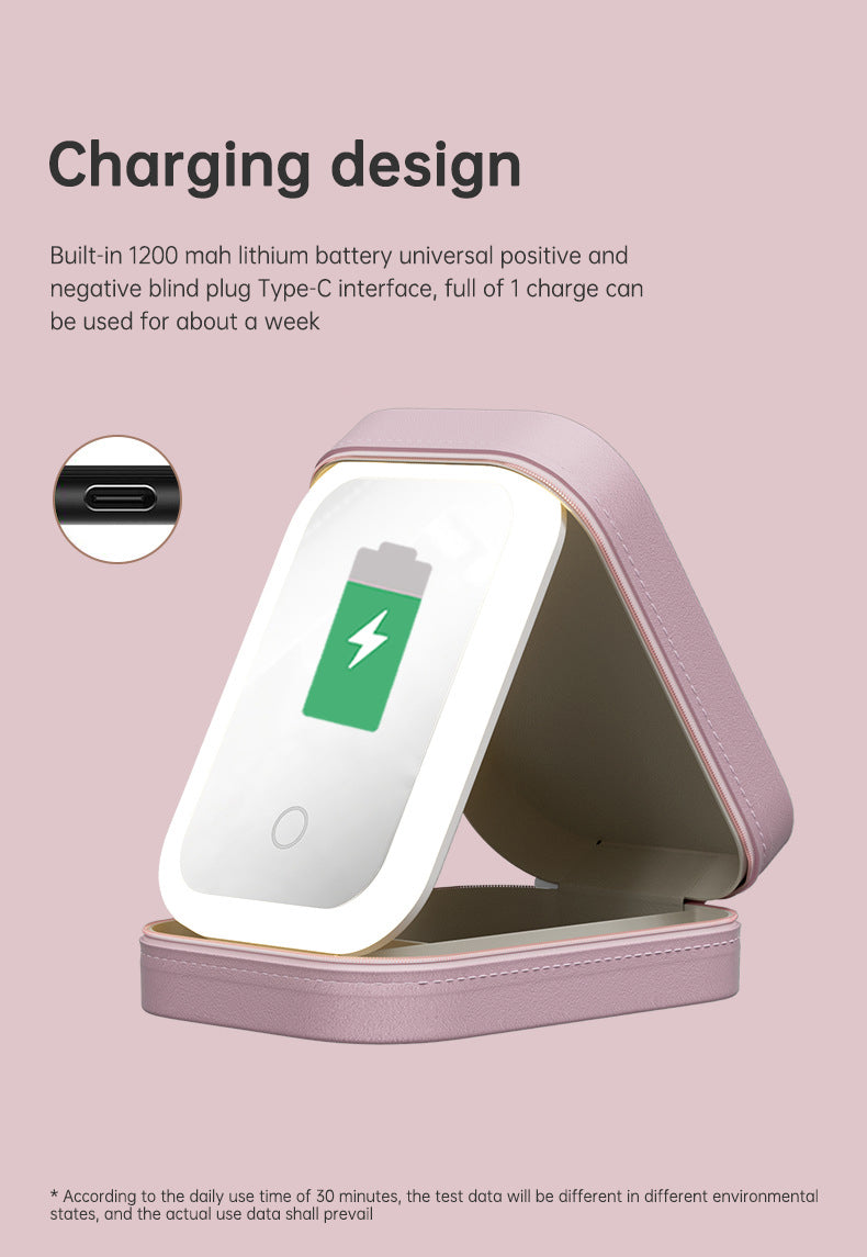 Personalized Birth Flower PU Leather Jewelry Box with LED Makeup Mirror Birthday Gift for Her