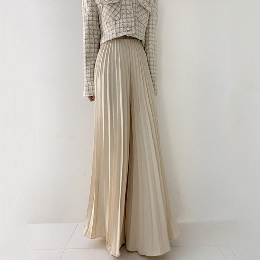 High Waist Casual Pleated Wide Leg Pants