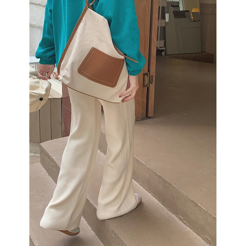 Knitted Wide Leg Pants For Women's Autumn And Winter New Style Elastic Casual Wool Pants Loose And Thin Floor Length Pants