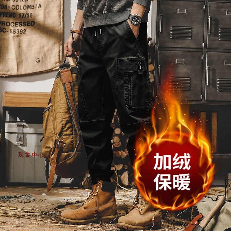 Japanese Retro Cargo Loose Fit Pants - All-Season Mid-Waist Cotton Trousers