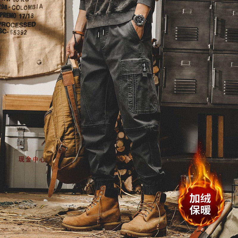 Japanese Retro Cargo Loose Fit Pants - All-Season Mid-Waist Cotton Trousers