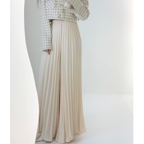 High Waist Casual Pleated Wide Leg Pants