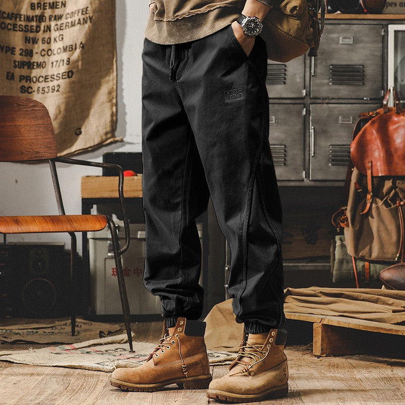 Multi-Pocket Loose Fit Pants - Mid-Waist Winter Cotton Trousers