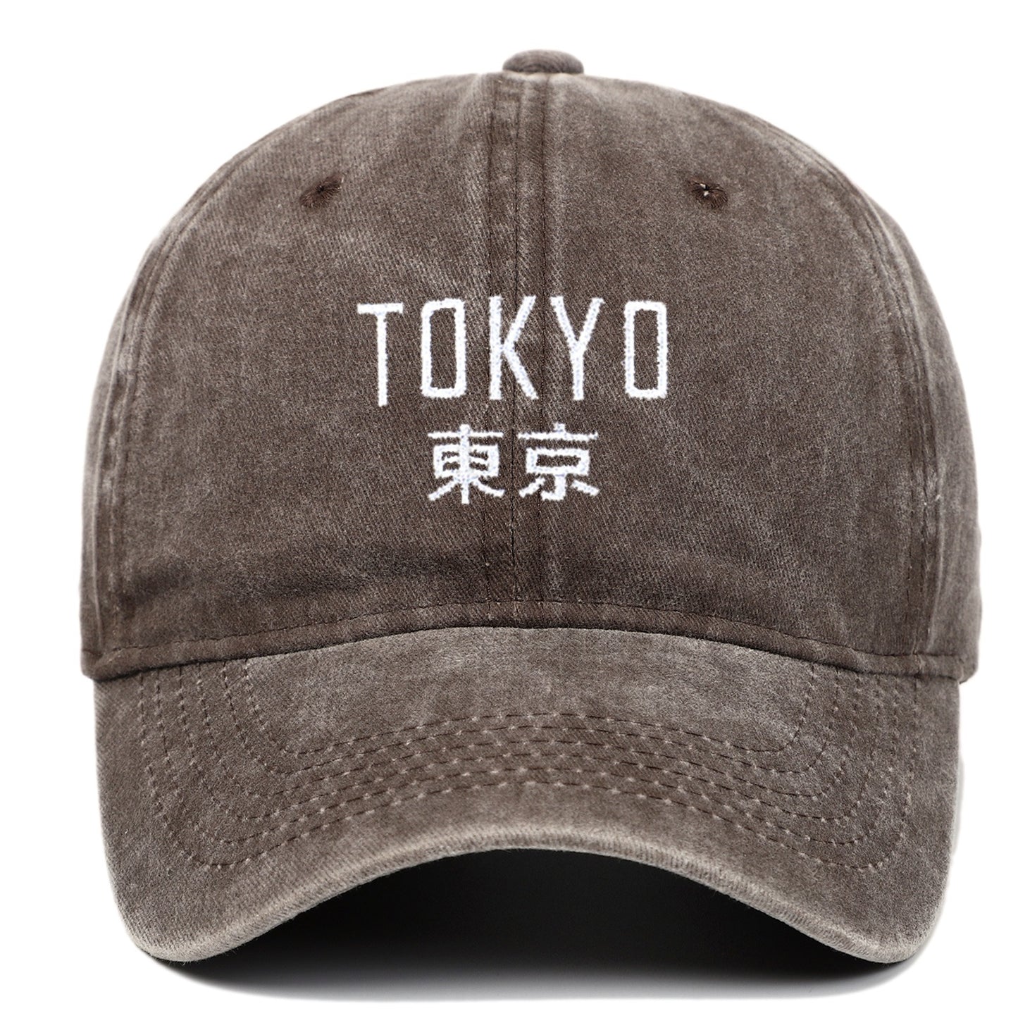 Tokyo letter embroidery retro old soft top washed baseball cap outdoor sun protection duck tongue