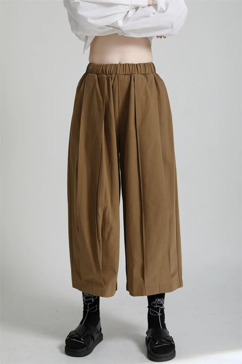 Black Pleated Wide-Leg Trousers