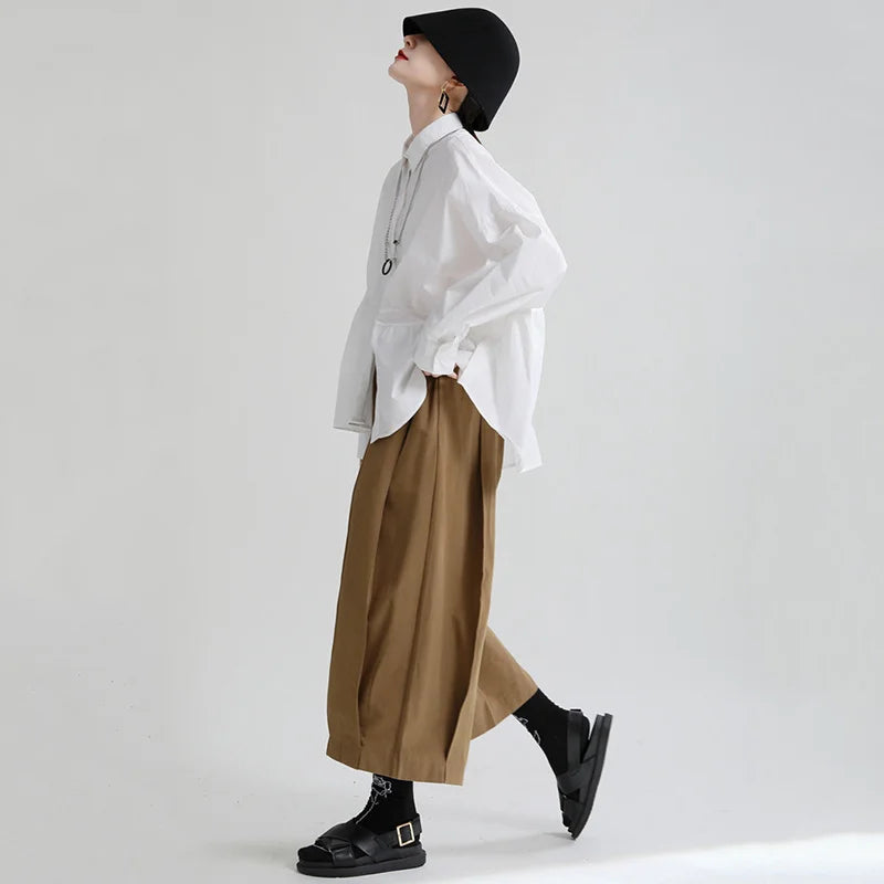 Black Pleated Wide-Leg Trousers