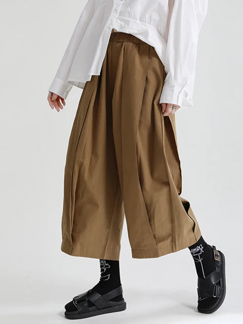 Black Pleated Wide-Leg Trousers