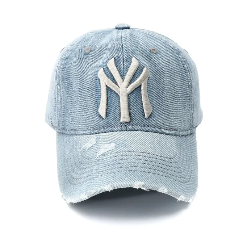 New Luxury Embroidered Washed Denim Baseball Cap for Men High Quality Black Vintage  Dad Hats