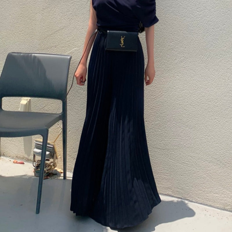 High Waist Casual Pleated Wide Leg Pants