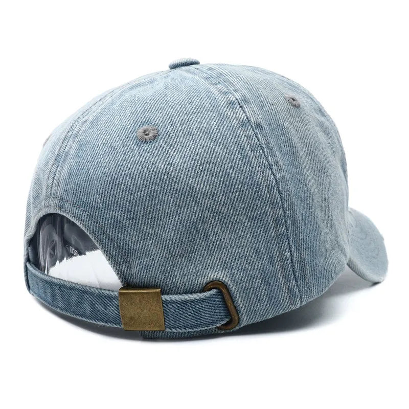 New Luxury Embroidered Washed Denim Baseball Cap for Men High Quality Black Vintage  Dad Hats