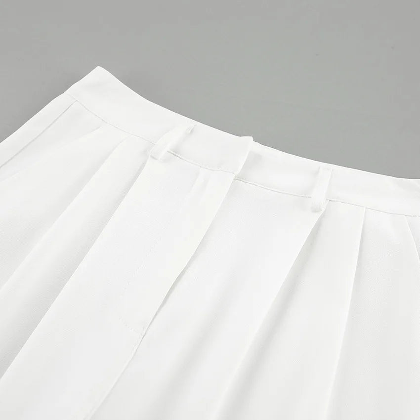 New white high waisted wide leg pants