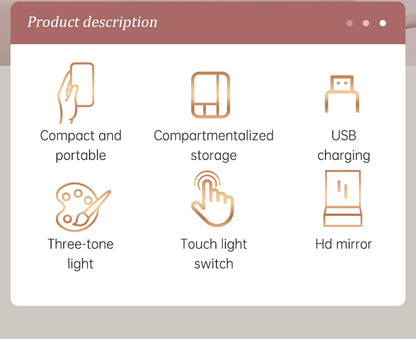 Personalized Birth Flower PU Leather Jewelry Box with LED Makeup Mirror Birthday Gift for Her