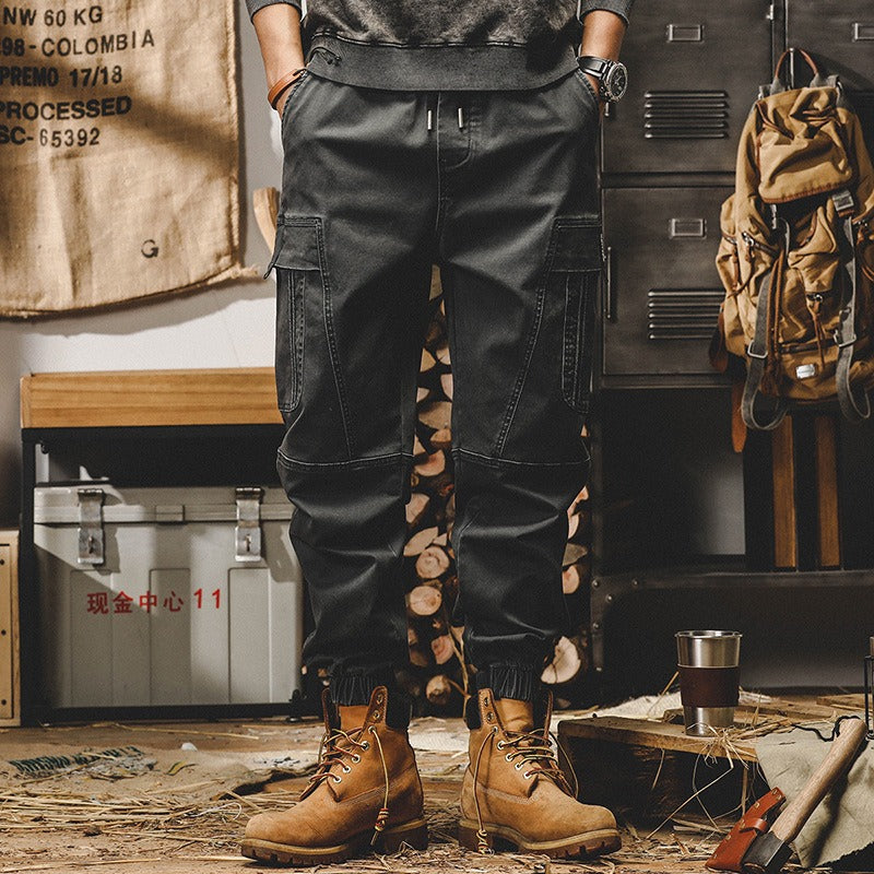 Japanese Retro Cargo Loose Fit Pants - All-Season Mid-Waist Cotton Trousers