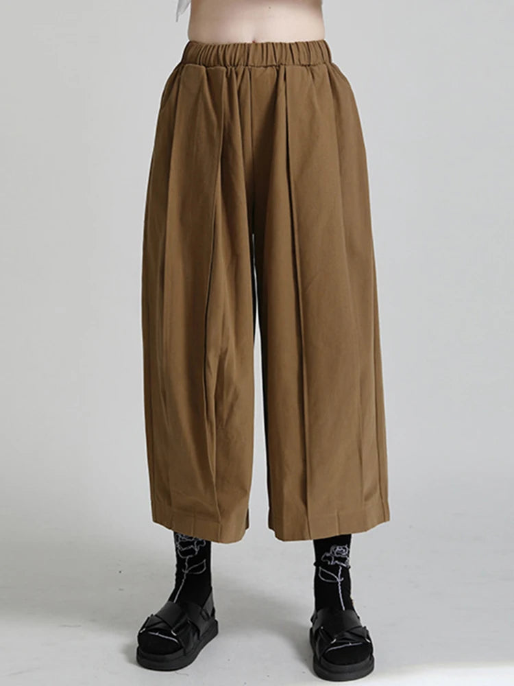 Black Pleated Wide-Leg Trousers