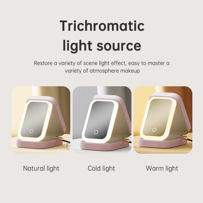 Personalized Birth Flower PU Leather Jewelry Box with LED Makeup Mirror Birthday Gift for Her