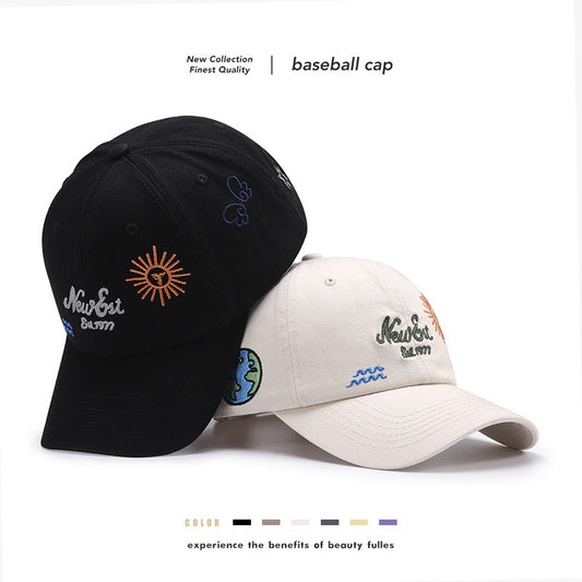 Letter Embroidery Fashion Outdoor Curved Brim Baseball Hat Versatile Simple Cross border Sunscreen Women's Black Cap