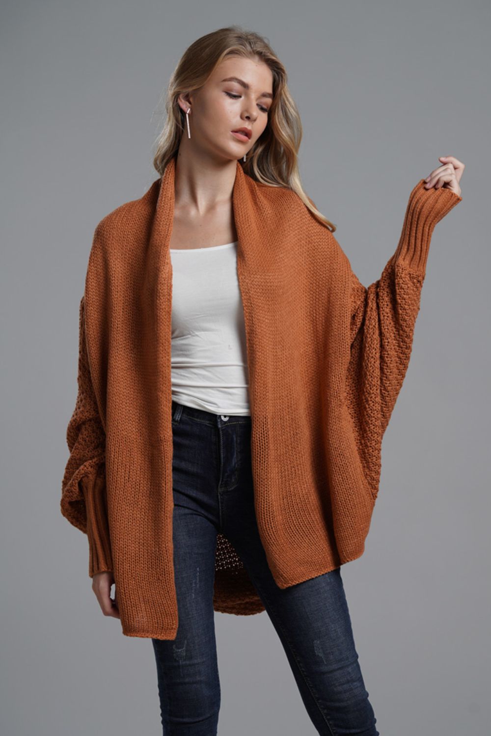 Open Front Batwing Sleeve Cardigan for Women